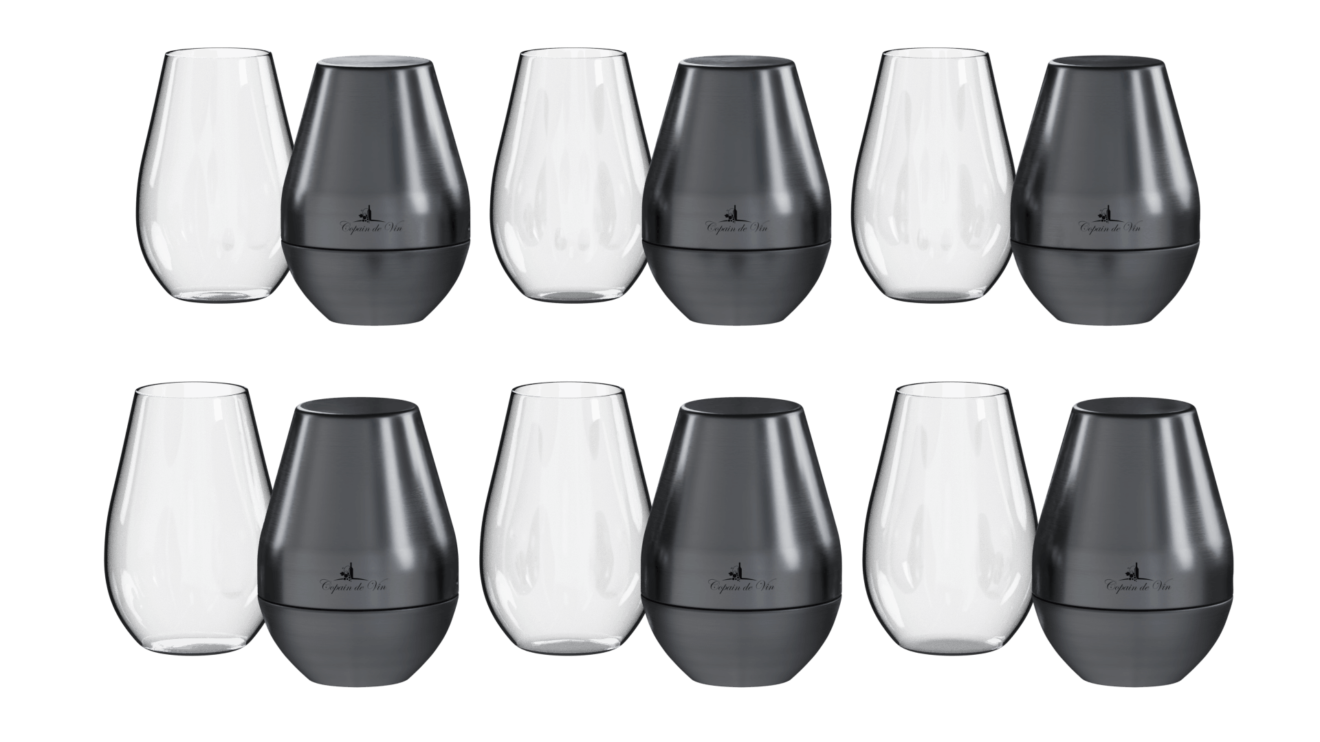3 Double Packs (6 Glasses) / Graphit